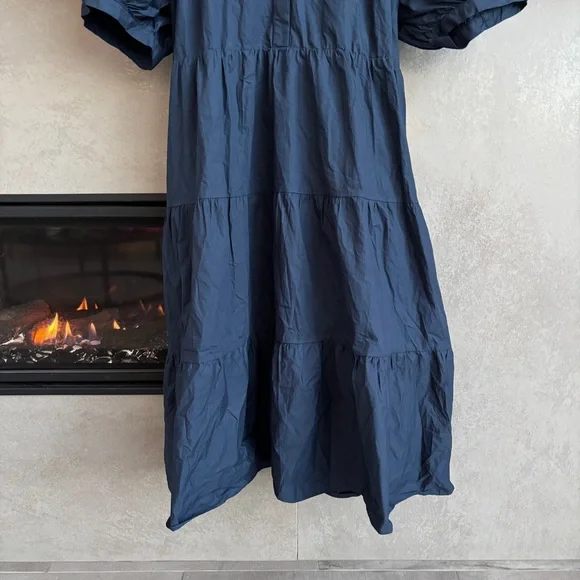 NWT ENGLISH FACTORY SHORT PUFF SLEEVE MIDI DRESS, SIZE 1X - Picture 6 of 16